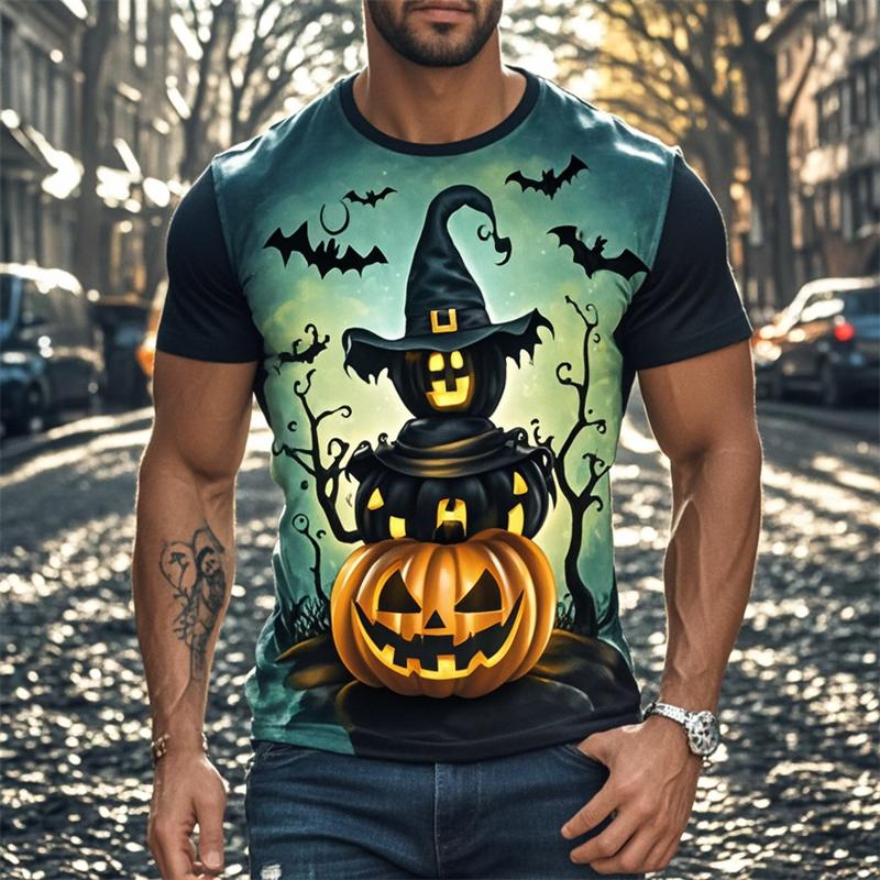 

Halloween Pumpkin Graphic T Shirts Horror Ghost T Shirt For Men Clothes Casua XXS