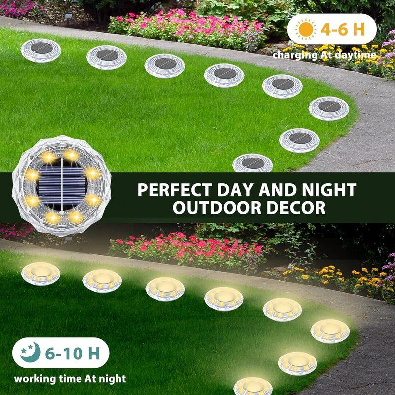 4/8/16PCS Solar Lights Outdoor 8 LED Solar Underground Lamp Spotlight Warm White Solar Buried Light for Yard Garden Lawn Pathway