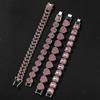 Fashion Versatile Pink Diamond Alloy Bracelet Simple Geometric Love Bracelet Women's New Hipster Hip-hop Jewelry