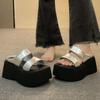 Fashion Platform Slippers Women's Sandals Summer Wear Fashion 2025Style Increase Sandals Casual Everything Muffin Flip-flops Beach Shoes