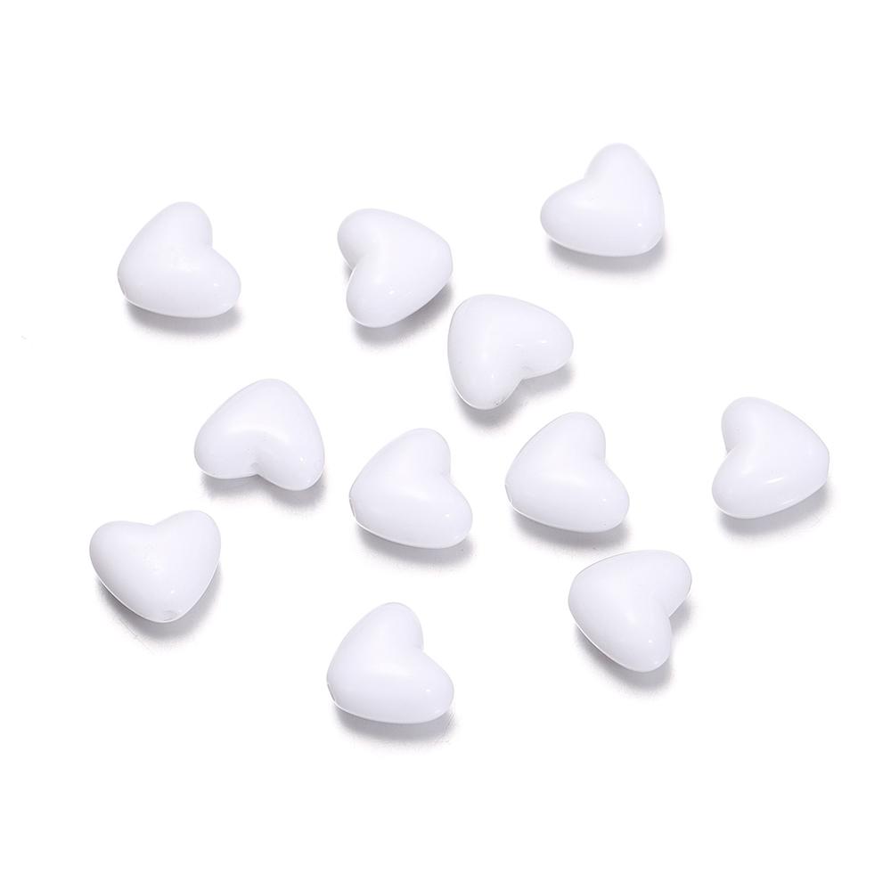 50pcs/Lot Heart Shape Acrylic Loose Spacer Beads for DIY Bracelet Necklace Jewelry Making Accessories Supplies Wholesale