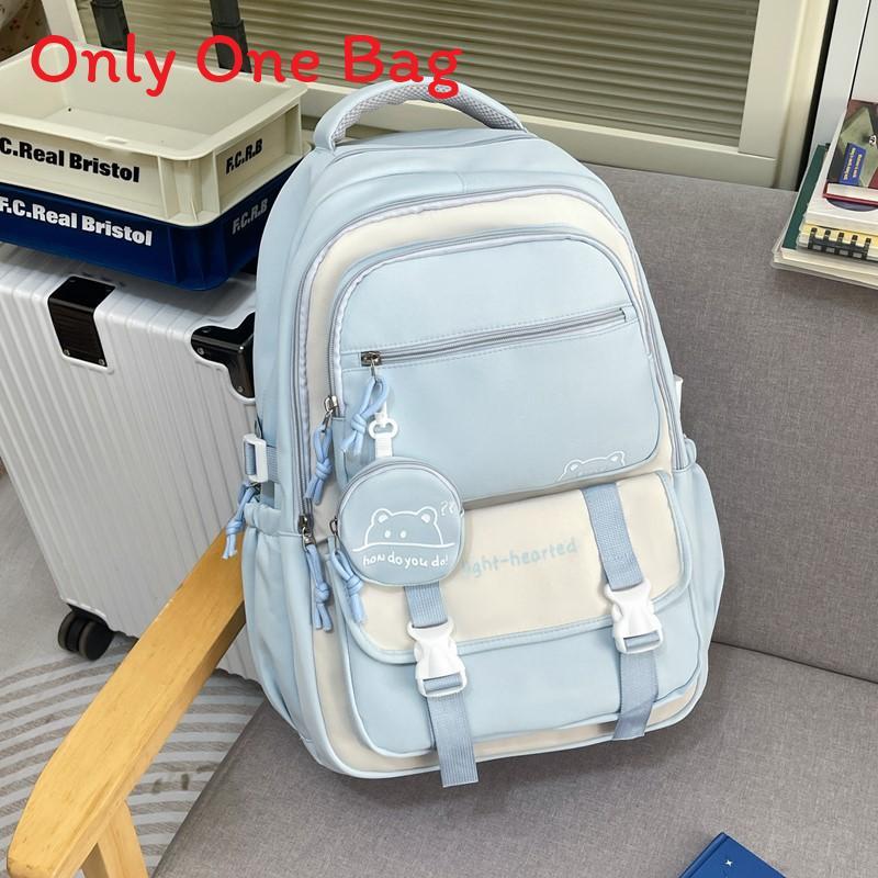 Youthful Candy Color Backpack With Fabric For School And Travel Use
