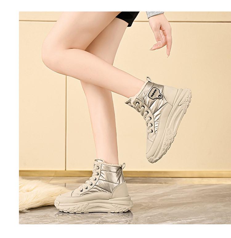 Damen High-Top Warme Freizeitschuhe - 2025 Herbst/Winter, Samtgefüttert, Dicke Sohle, Höhenverstärkende Baumwoll-Sneakers