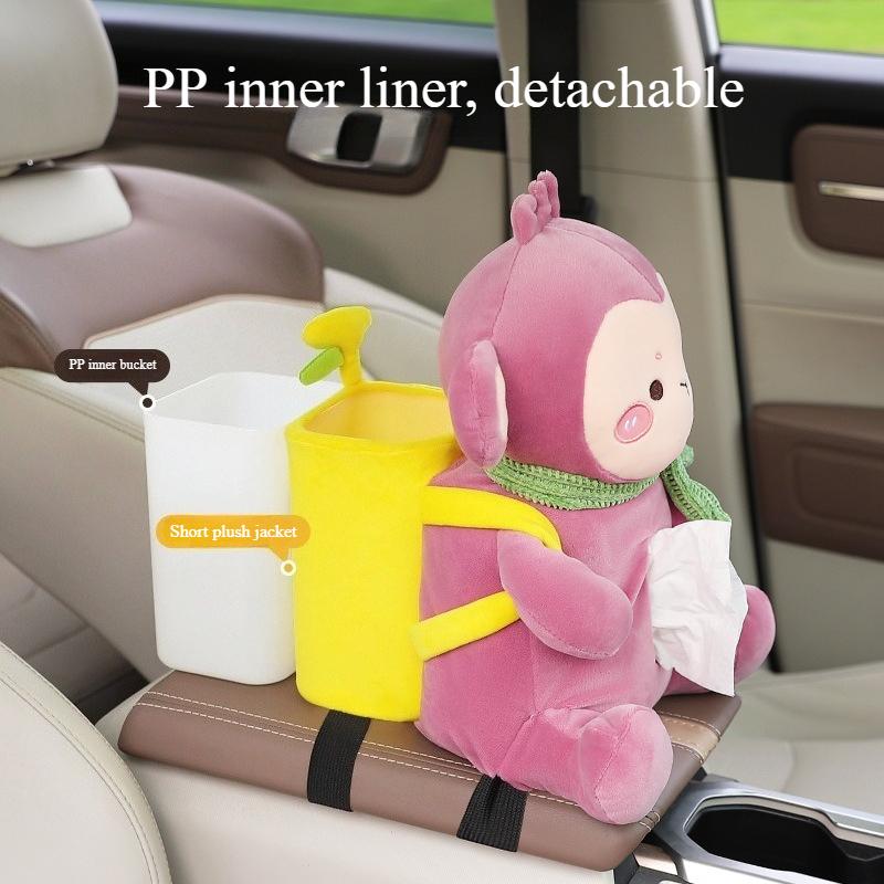 Fisherman Duck 2-in-1 Car Armrest Box Tissue Box with Creative Cute Cartoon Tissue Case Paper Box Garbage Can Car Storage