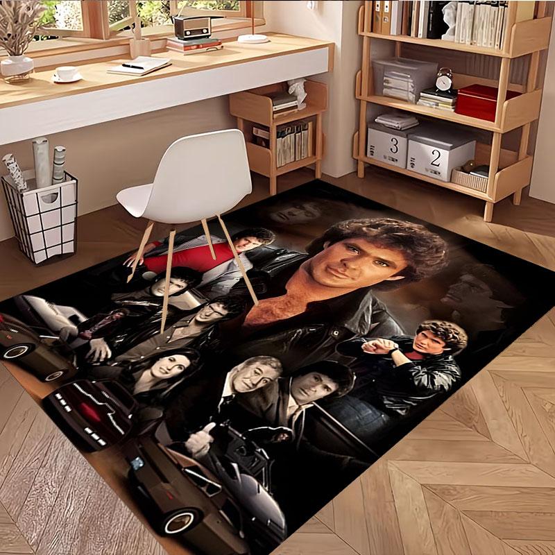 Knight Rider Print Rug, Washable Floor Carpet, For Entryway Dorm Laundry Room Office Study, Home Decor Birthday Christmas Gift