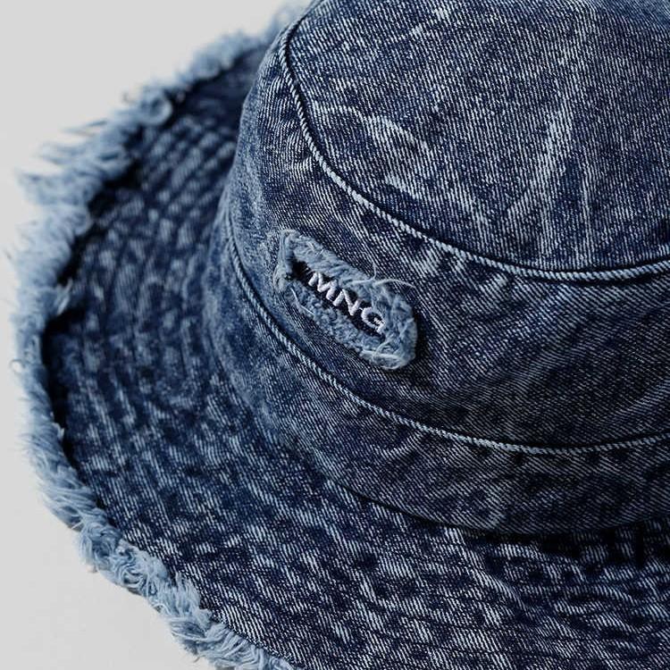 Korean Old Breasted Patch Denim Fisherman Hat Autumn and Winter New Casual Retro Basin Hat Outdoor Travel Bucket Hat