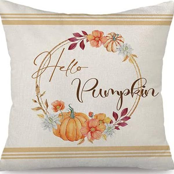 Autumn Harvest Pumpkin Letter Pillow Thanksgiving Flax Pillow Case Home Sofa Pillow Case
