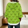 Women's 3/4 Sleeve Hooded Christmas Character Print T-Shirt, Casual Holiday Top