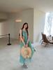 French hollow suspender dress women's summer seaside vacation wind beach skirt pleated lazy relaxation long skirt