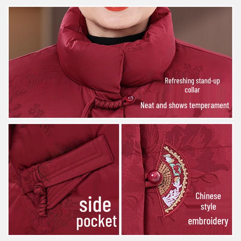 XueZhongFei Women's Embroidered Stand-Collar Down Jacket