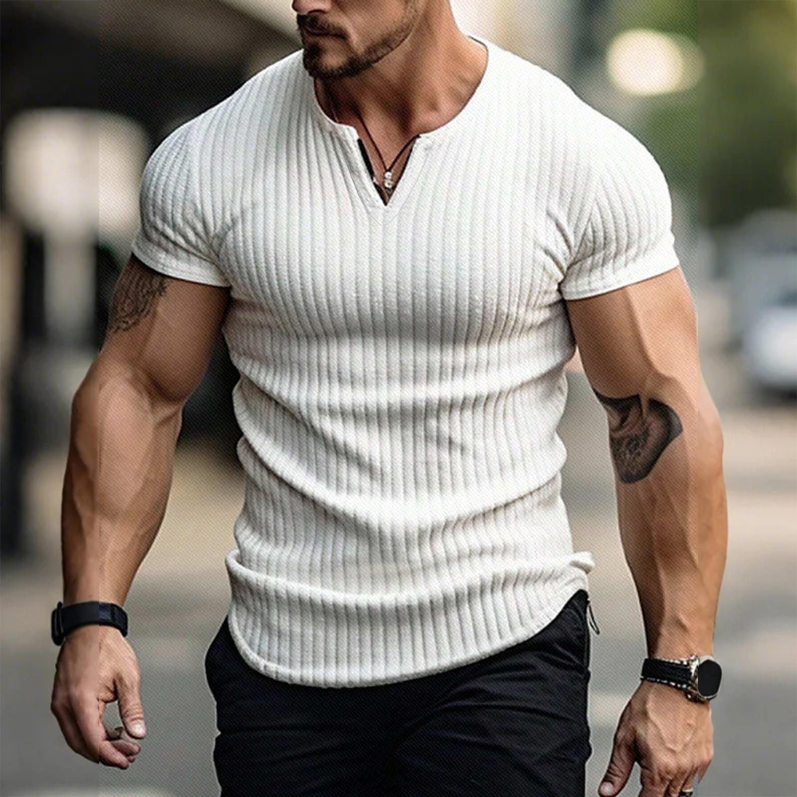 

Summer Men s Matching Short-sleeved Shirt Single Breasted Breathable Sports Casual Top XL білий