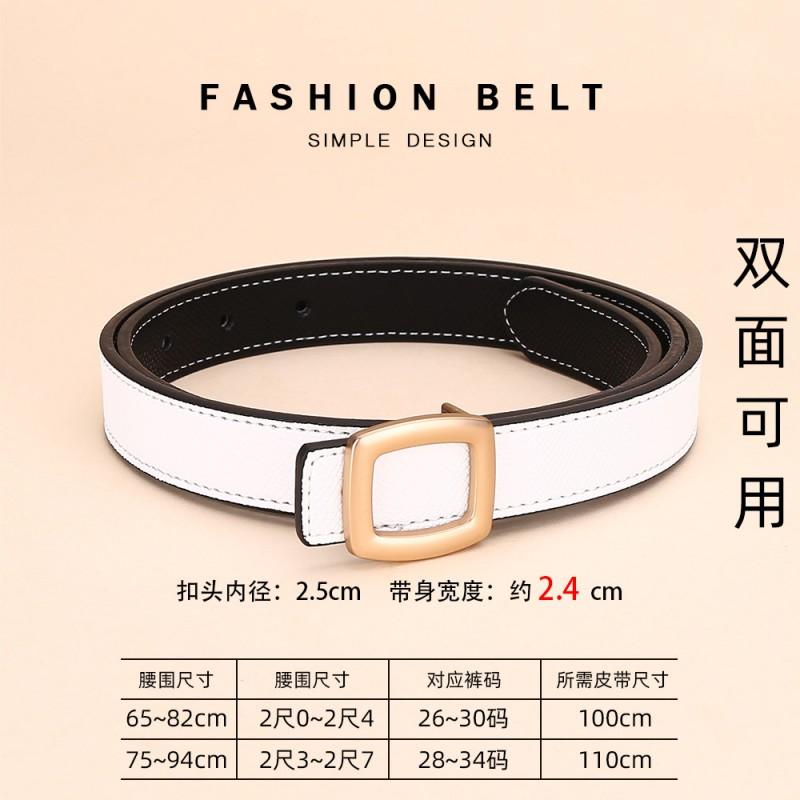 Womens Genuine Leather Belt With Geometric Buckle Stylish Casual Waistband Jeans Office Daily Wear