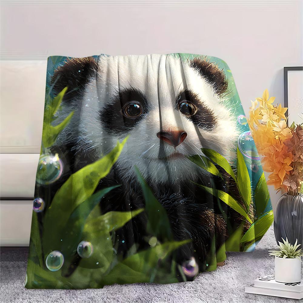 Panda Print Flannel Blanket, High quality Comfortable for All Seasons, Home Decor, Warmth and Comfort, Perfect for Christmas Gifts