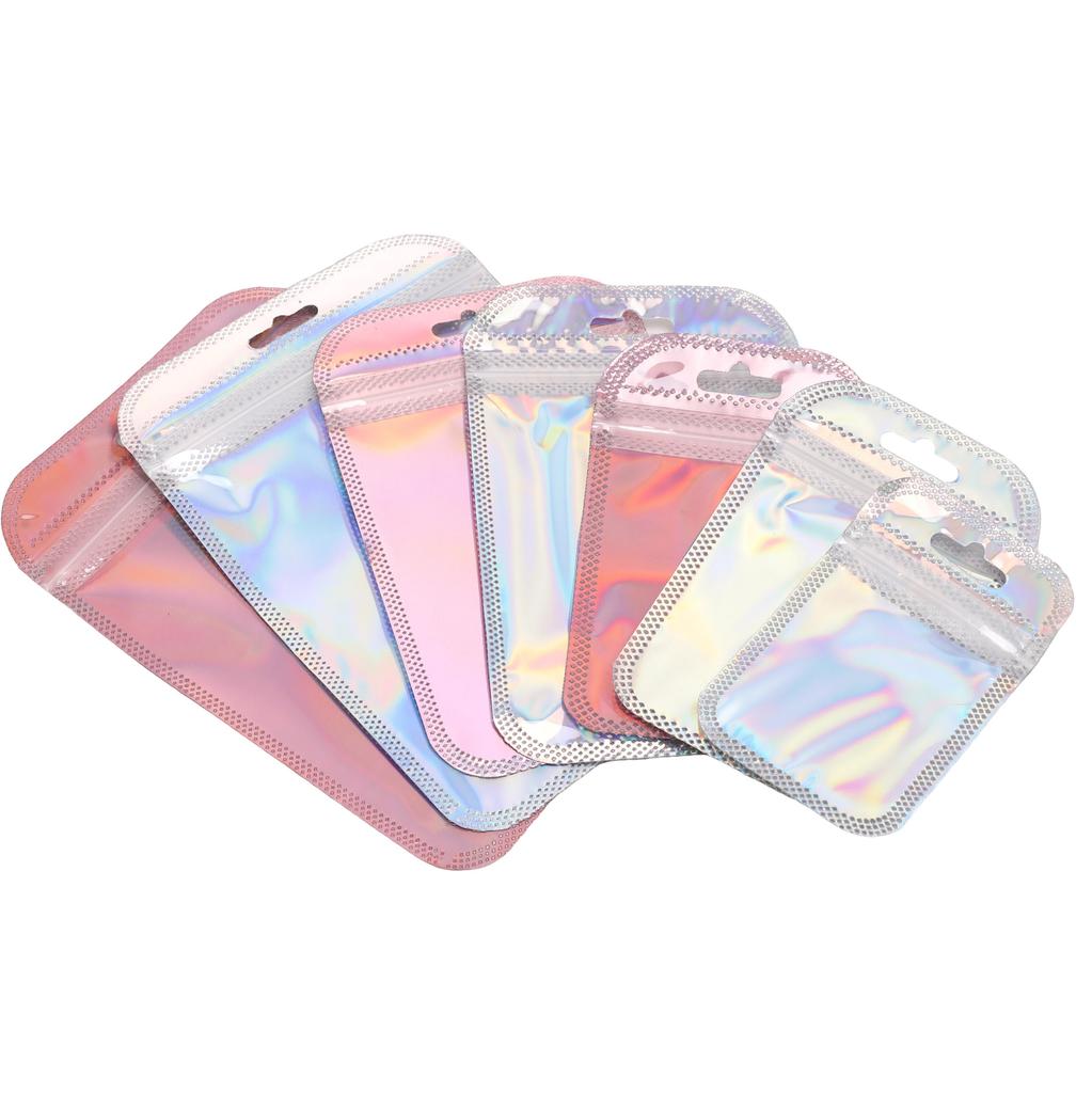 10Pcs Plastic Laser Colored Jewelry Packaging Bag Handmade Beads Bag Package