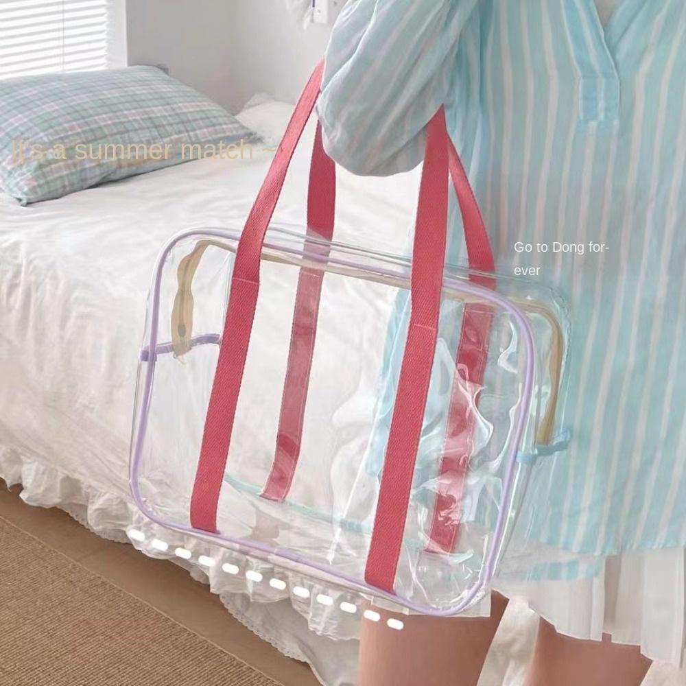 Hot Sale Large Capacity Transparent Jelly Bag Waterproof PVC Tote Transparent Washing Bag Outdoor
