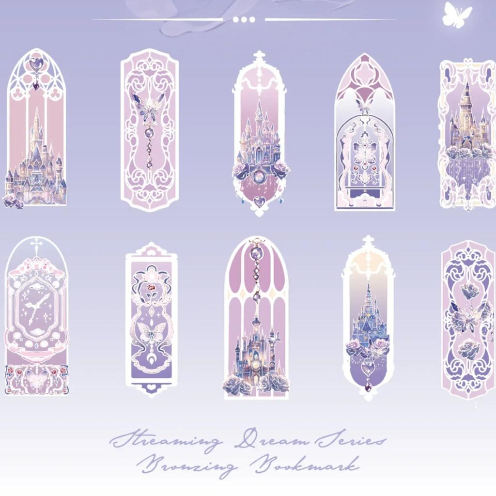 10Pcs/set Exquisite Dreamy Series Bookmark PVC Reading Book Mark Kawaii Book Page Marker Message Card Stationery Supplies