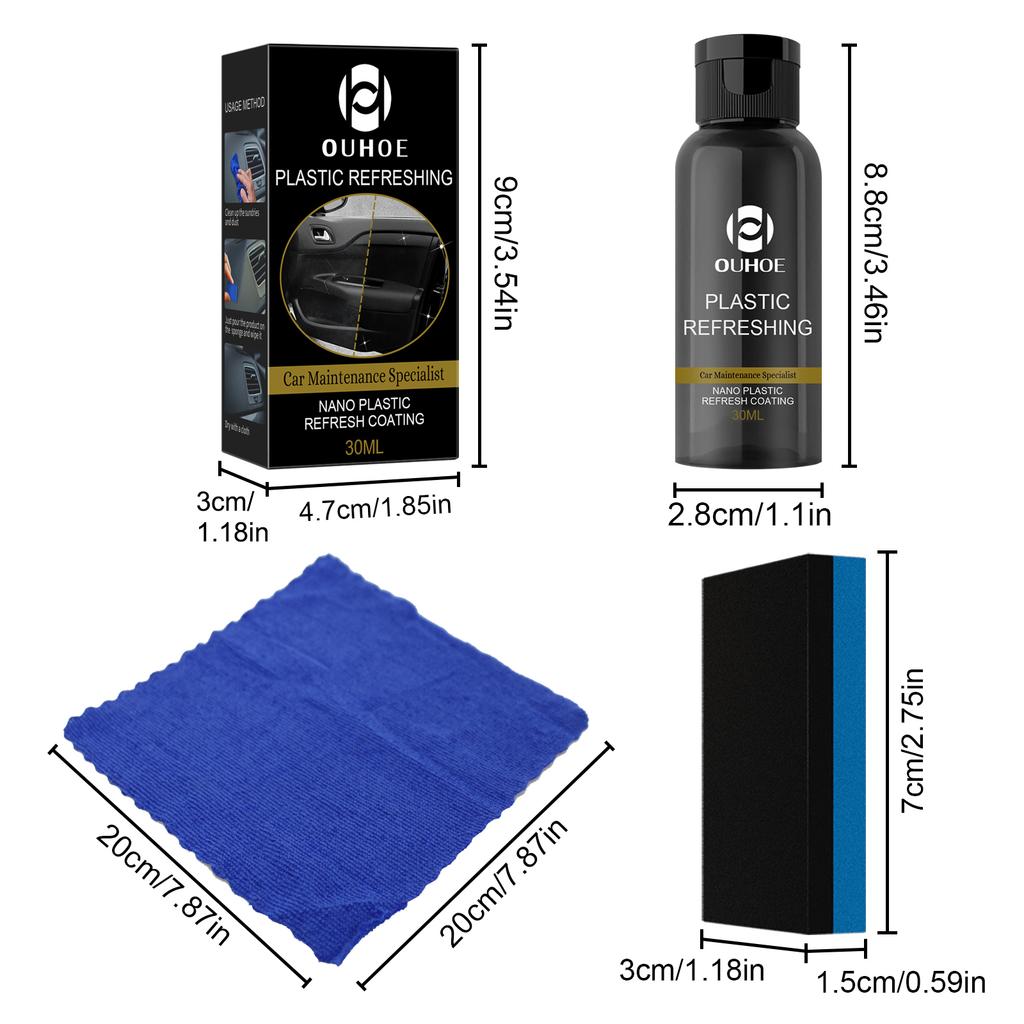 Car Plastic Restorer Agent Set Auto Interior Plastic Rubber Stains/Scratch Removal Refurbish Agent Car Cleaning Maintenance