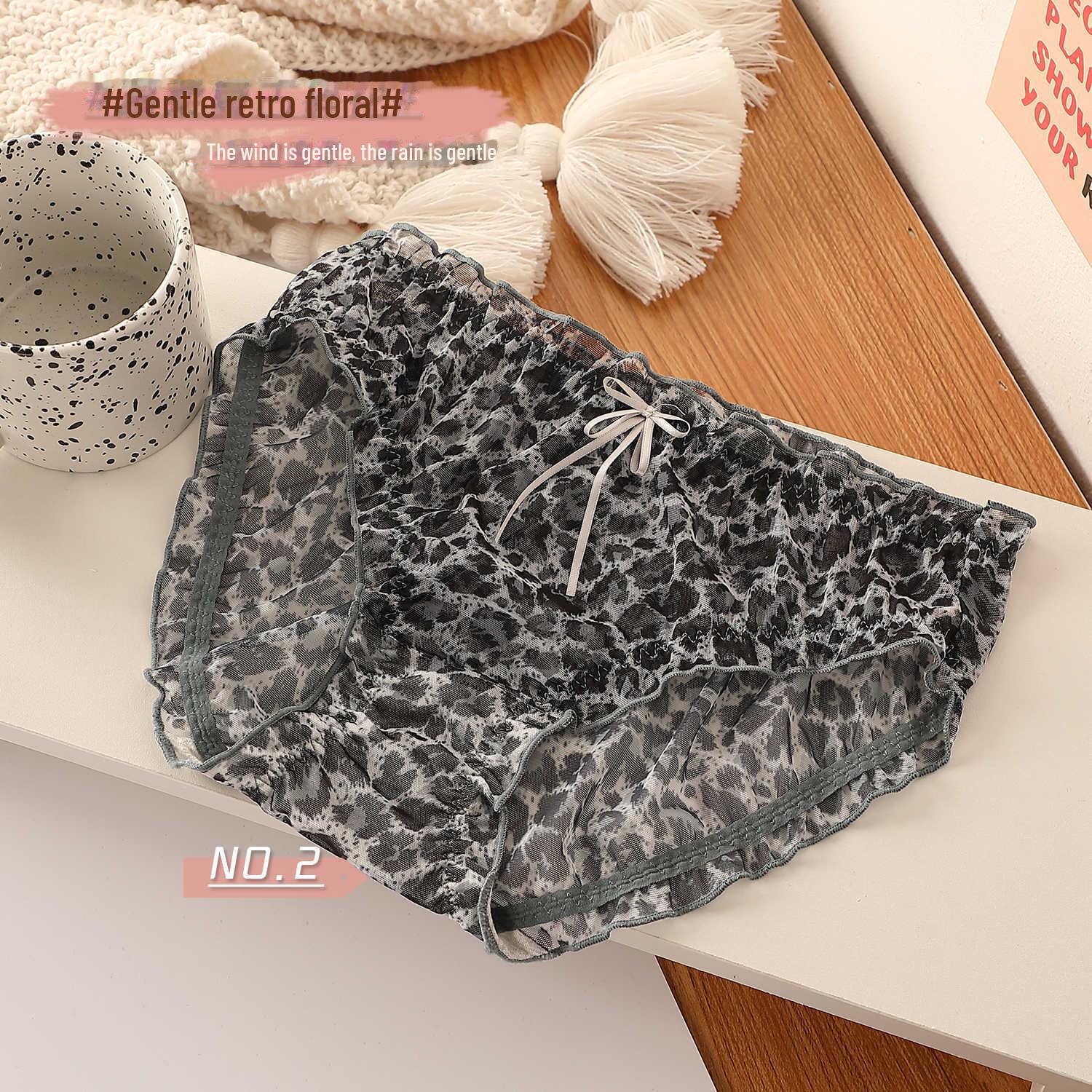 

Кружевные трусики-миди из сетки с цветочным узором - Сладкие, дышащие и женственные One size (80-120 catties)