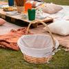 Handwoven Rattan Picnic Storage Basket Circular Shape for Outdoor and Kitchen Handmade Accessory