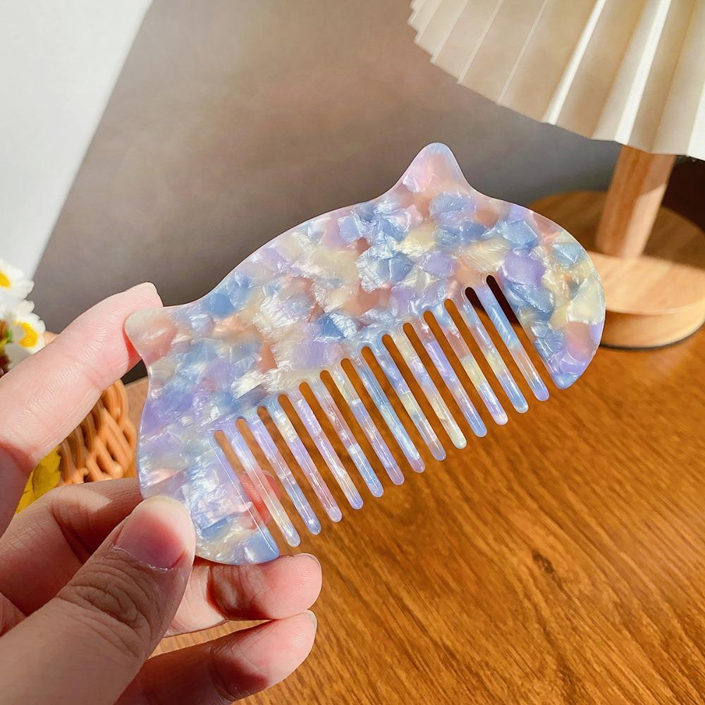 Cat Ear Shaped Acetate Comb Wide Toothed Colorful Makeup Comb Hair Accessories Hair Styling Tool Hairdressing Comb Student