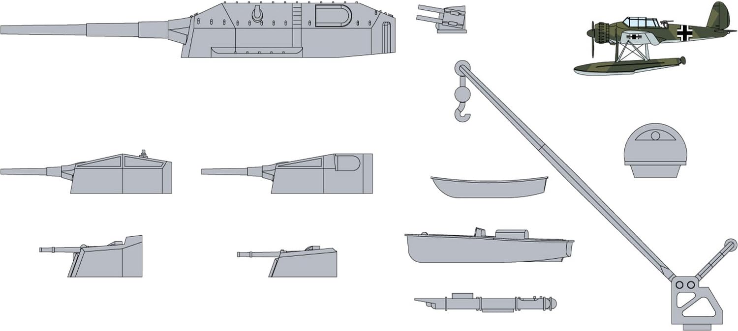 

Pit Road Skywave Series WWII German Ship Equipment Plastic Model Parts E14 1/700 Set,