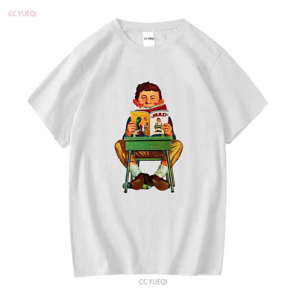 MAD Magazine Alfred E Newman T shirt retro graphic tee long or short sleeves vintage Washed Stretched Soft Casual homme