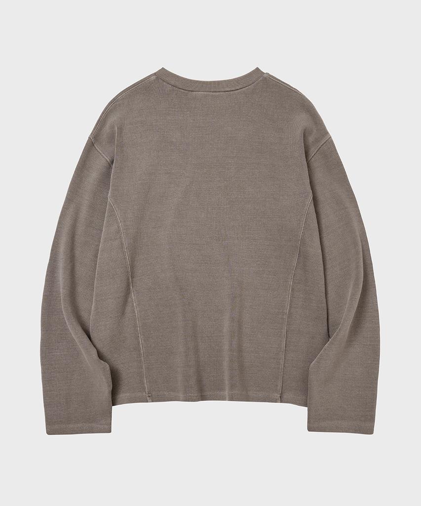 Whoops Garments Washed Overlap Neck Knit Tee [Ash Brown]