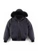 Men's Hooded Moose Down Jacket with Fox Fur Collar