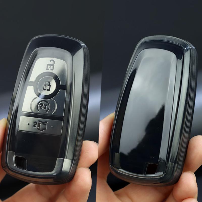 Transparent Black for Ford Edge Fusion Mustang Explorer F150 F250 F350 Ecosport 3 4 5 Button Remote Key Case Cover Fob Holder