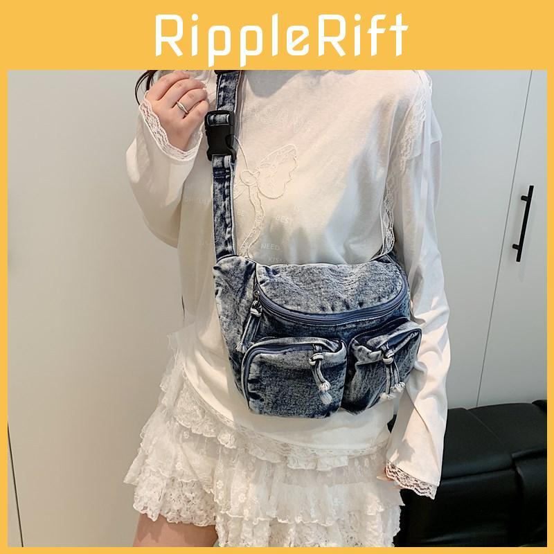 Single Denim Shoulder Crossbody Bag With Large Capacity For Daily Commuting