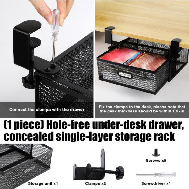 Schnell installierbare Aufbewahrungsschubladeneinheit unter dem Tisch für Papiere, Schlüssel, Büro, Zuhause, Ausziehbarer Organizer-Schublade