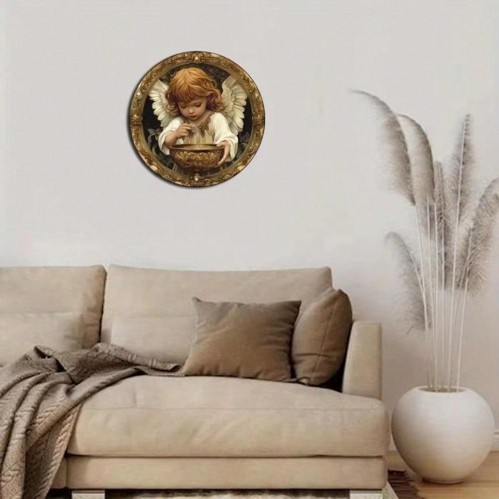 Metal Tin Sign Wall Art Circular Vintage Decor Retro Style Home Gift