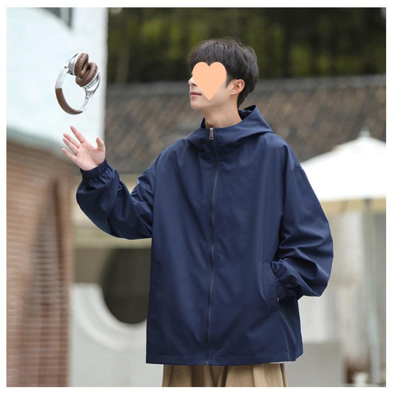 New Hooded Jacket Men's Windproof and Waterproof Jacket Couple Loose Trend Thin Cardigan Jacket
