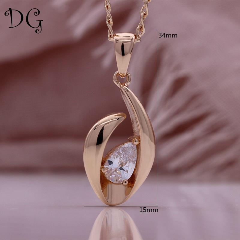 Rose Gold Color Necklace Water Drop Style White Artificial Zircon Pendant Wish Necklace for Friends Birthday Jewelry Gifts