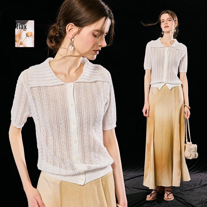 Wudao Breathable French Lapel Knit Cardigan L