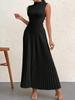 Summer New Style Pleated Patchwork Long Dress Elegant Sleeveless Slim Fit Evening Gown Party Dress