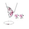Butterfly Rhinestone anheng halskjede Stud øredobber armbånd brude smykker sett