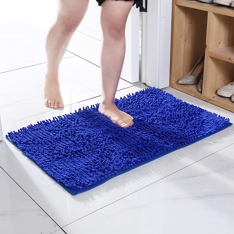 Inyahome Plush Microfiber Non Slip Soft Bathroom Rug Absorbent Machine Washable Chenille Bath Mat Quick Dry Shag Bathroom Carpet