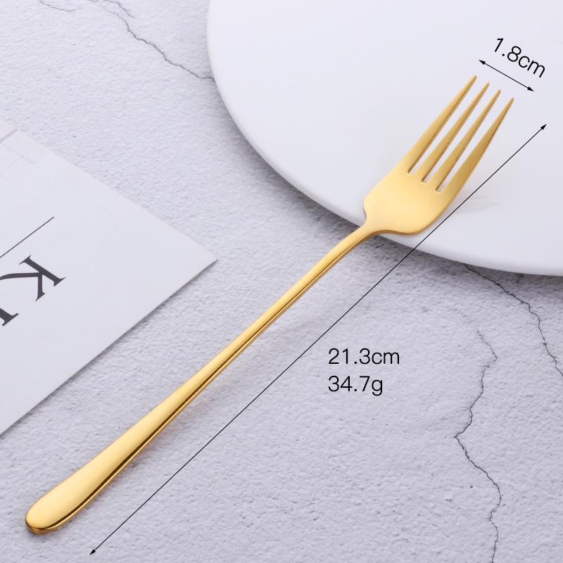 304 langstielige Vollgabel, titanbeschichteter Edelstahl westliche Gabel Dessertgabel Restaurantgeschirr