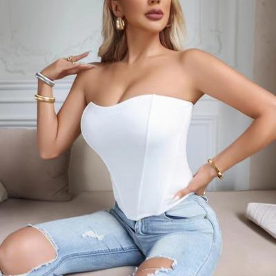 Corset Slimming Strapless Os de Pește: Vestă Bandeau Stil European & American pentru Femei cu Pad de Sutien Încorporat.