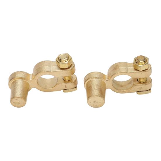 Yousheng 1Pair Brass Battery Clip Professional Positive Negative Terminal Connector Car Battery Clip Rust-Proof High Conductivity Easy Install Battery