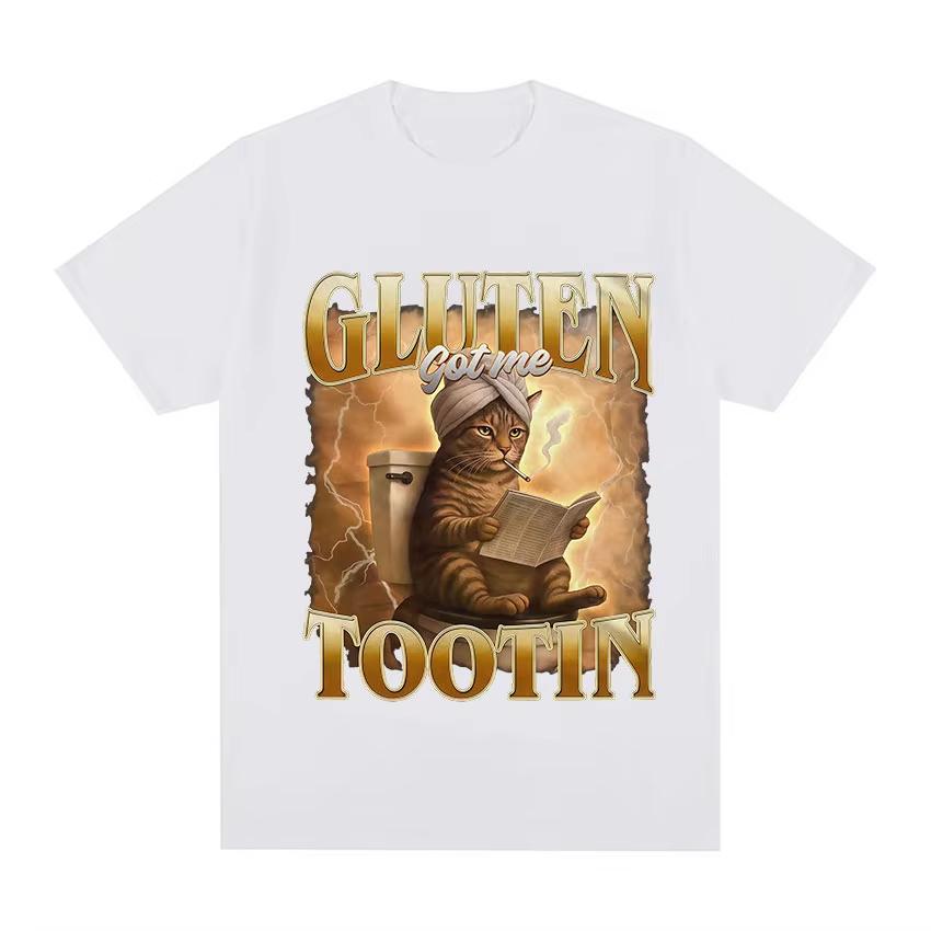 Funny Cat Graphic Print T Shirt Gang Cat Cool Hip Hop Short Sleeve Tshirts Mens Vintage High Quality Oversized Cotton Tees Top