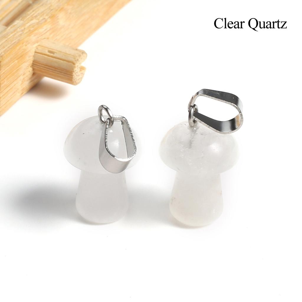2 Stück, Handgefertigter Anhänger in Pilzform mit Edelstein, Reiki-Heilkristall Quarz Achat Jade Naturstein Anhänger Charms für Schmuckherstellung DIY 1,2×1,6cm
