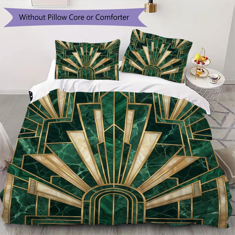 Biancheria da letto con motivo a linee Art Déco Set piumone Copripiumone Federa Decorazione per la casa Regalo di compleanno (1 * copripiumino + 2 * federe senza imbottitura)
