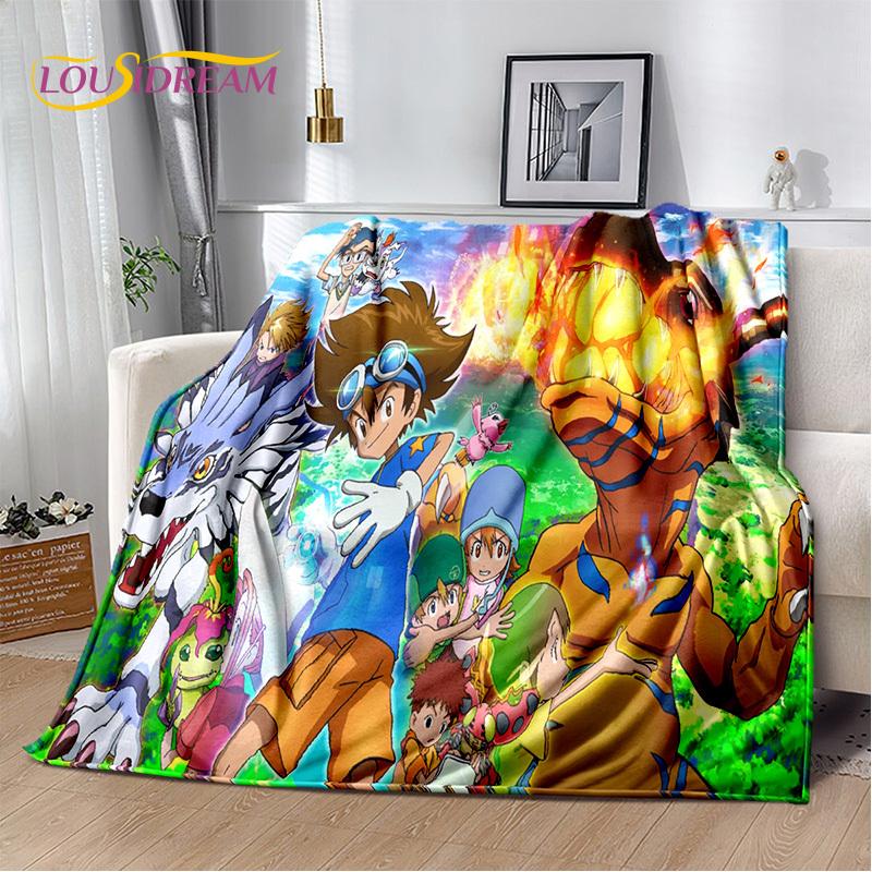 Cartoon Digimon Adventure Monster Soft Plush Blanket,Flannel Blanket Throw Blanket for Living Room Bedroom Bed Sofa Cover Child