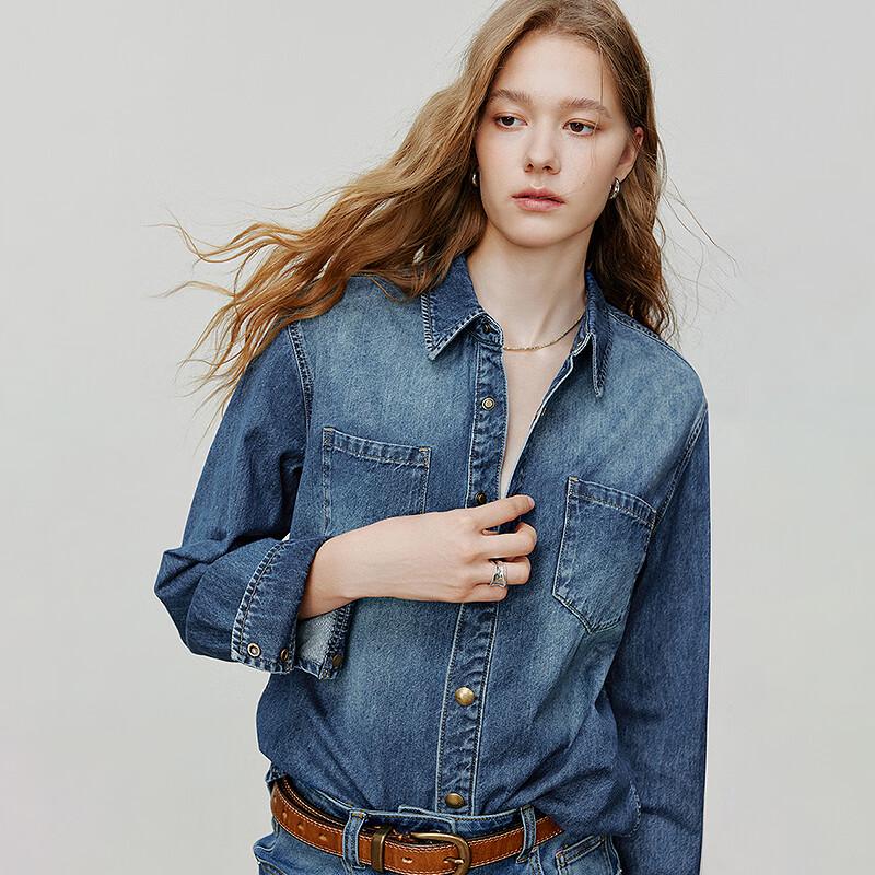 Chuyu Women's Gradient Denim Cardigan Shirt