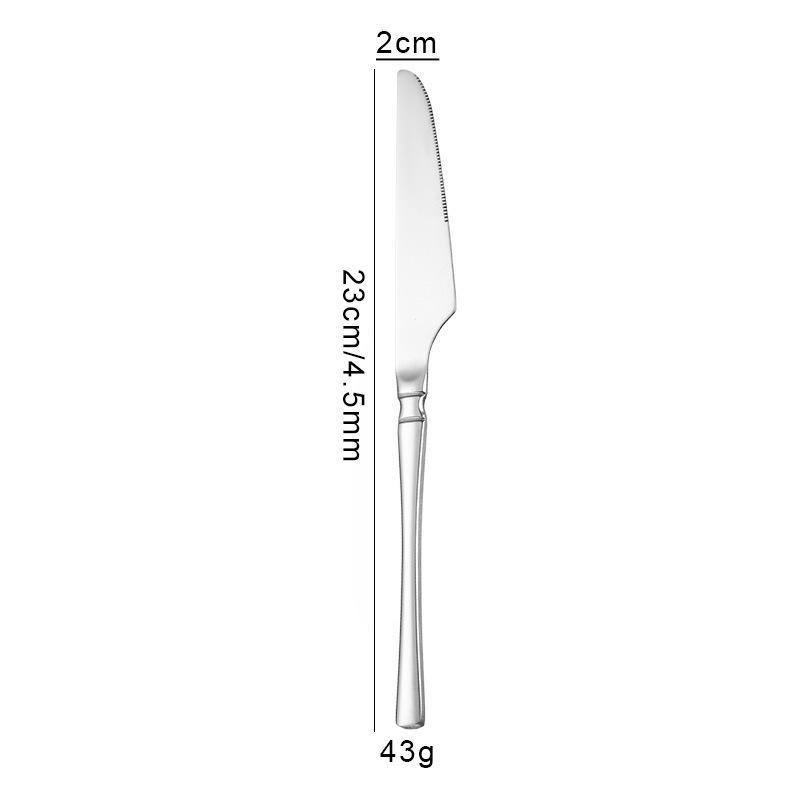 Western Cutlery Set: Stainless Steel Steak Knife, Fork, High-End Dinner and Dessert Spoon Set.