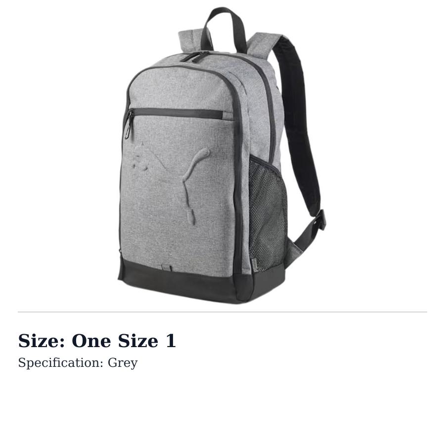 PUMA Polyester Backpack Regular Mens Gray 079136-40 One Size 1