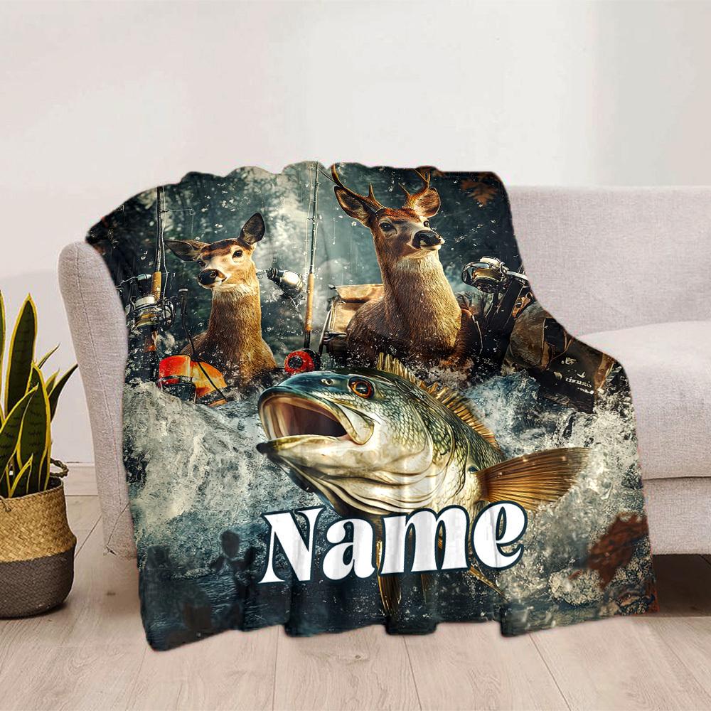 Fishing Adventure Home Customize Your Name Blankets Comfortable Soft Lightweight Allseason Multipurpose Blanket For Picnics Sofas Offices Beds Living