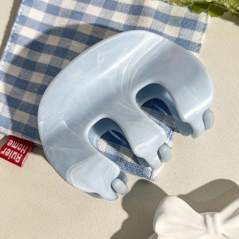 M-shaped Pumpkin Claw Clip High-end Marble Ponytail Hair Clip Back of The Head Updo Shark Clip Hair Accessory